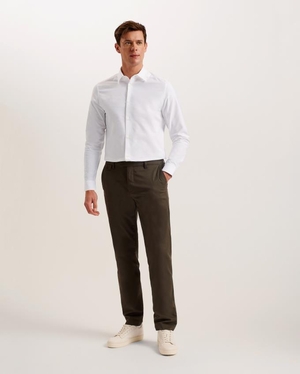 Chemises Ted Baker Long Sleeve Cotton Oxford Blanche Homme | FBH-30410488